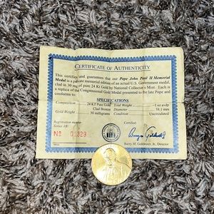 Pope John Paul II Memorial Medal 24K Gold